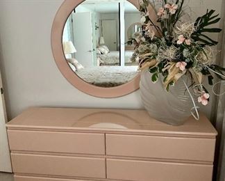 Post Modern 6 drawer dresser and large mirror