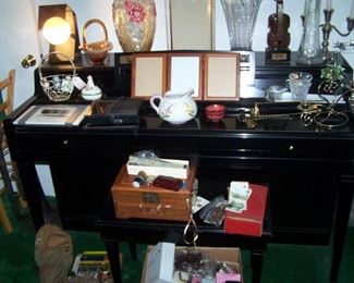 BLACK SPINET & BENCH  (ROUGH SHAPE) & SMALLS