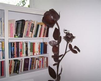 MORE BOOKS & METAL ROSE SCULPTURE