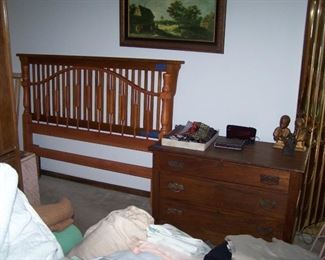 OLD OAK CHEST, BED FRAME & MORE