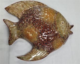 Pottery wall pocket fish