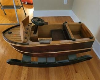 Rocking boat, solid wood excellent Toddler size