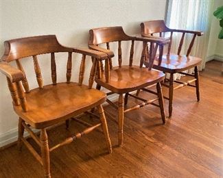 Mid century maple wood captain's chairs by Sprague & Carleton 