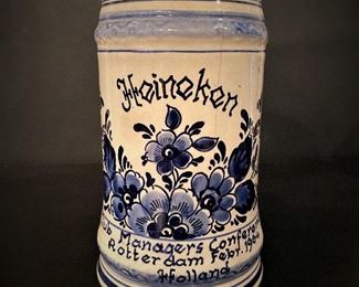 Vintage Delft tankard for the 1964 Heineken Beer Club Managers Conference held in Rotterdam, February 1964.  