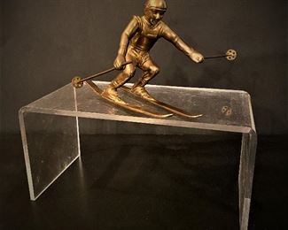Vintage brass figure of a skier
