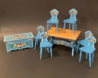 Vintage hand painted doll furniture by Dora Kuhn