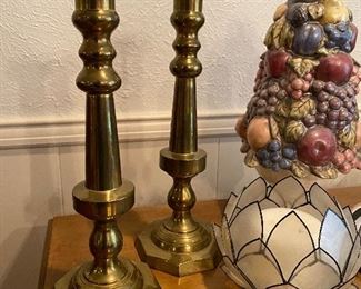 Antique English solid brass candle holders