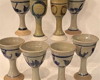 Mid 70s hand made stoneware goblets 