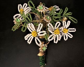 Hattie Carnegie floral glass beaded pin 