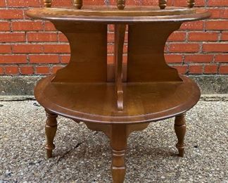 1950s American Colonial style round two tier end table