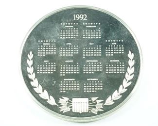 Reverse of the 1992 American Eagle Calendar Medal