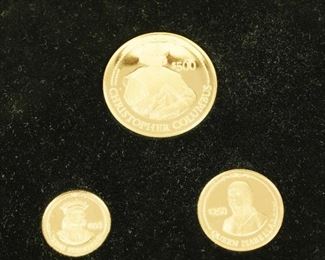 The Discovery of America fine gold specimens. We have three sets of these. 
