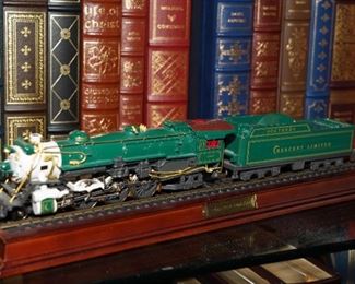 Crescent Limited train engine on wood base