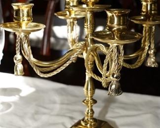 Vintage corded brass candelabras-set of 2