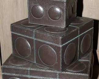 Leather nesting boxes-set of 3