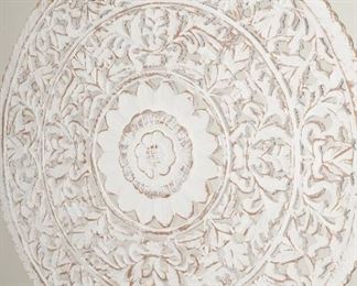 Oversized carved white wood wall decor