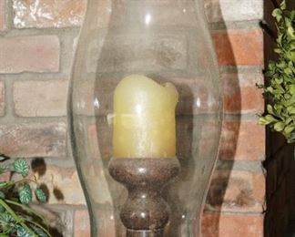 Iron  & glass hurricane candle holder-x 2