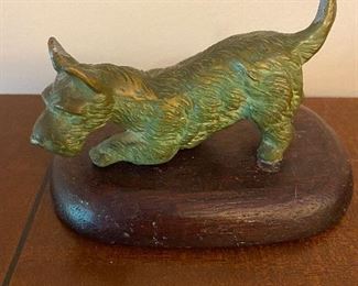 1930's Art Deco Scotty on wood base 5" in length