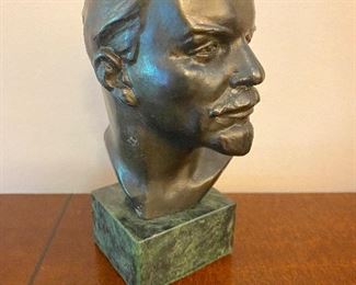 Suburb Bronze Sculpture of Vladimir L. Ulyanov 1940's 6" with 1" green marble base.  Very rare. 