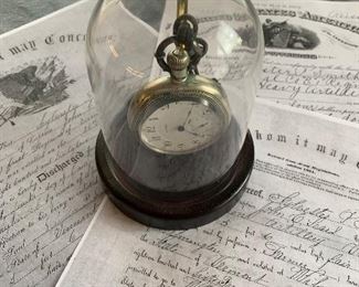 Two Pocket Watches of Civil War Veteran from Boston, Mass.  All history included.  