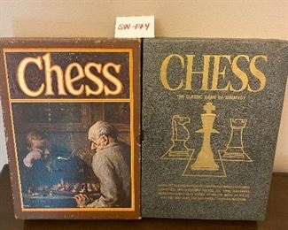 3-M Issued bookcase Chess Set.  Both additions.  Remarkable wooden chess pieces with board.  1970