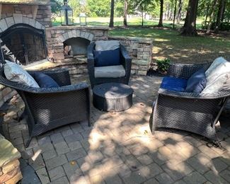 Outdoor wicker patio furniture with covers