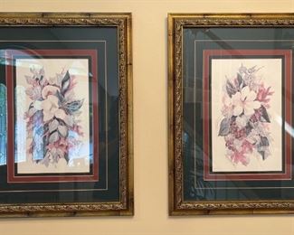 Magnolia with Raffia I and II Framed Prints