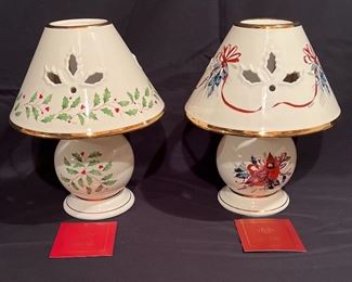 Pair of Lenox Christmas Candle Lamps