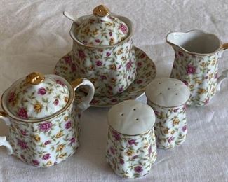 Pink and Yellow Rose China Set