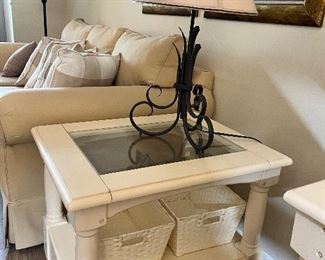 End table, lamps