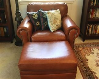 Brown Leather chair with ottoman $250