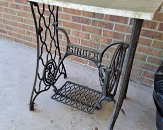 Antique Marble top cast iron base table