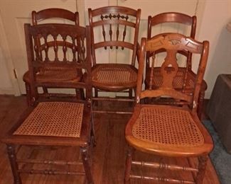 Cane bottom wood chairs