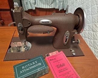 Vintage White Rotary Electric Sewing Machine