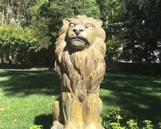PAIR of concrete lions approx. 36" tall.