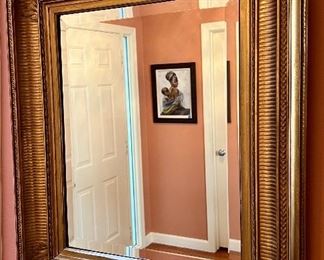 Item 8:  Antique Gold Gilt Square Mirror -this mirror does have a condition issue - please see photos- 23" x 27":  $245