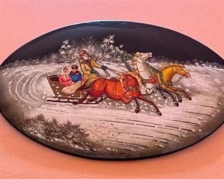 Item 33:  Hand Painted Russian Plaque - 14" x 9.75": $38