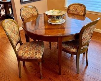 Item 13:  Grange Table & 6 Chairs:  $1450                                                                          Table & 2 Leaves - 51" x 30"                                                                        Chairs - 19.5"l x 18"w x 37"h
