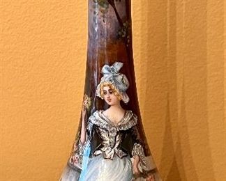 Item 63:  19th C. French Hand Painted Enamel on Brass Vase - 7":  $350