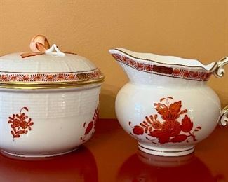 Item 31:  Herend "Rust Chinese Bouquet" Creamer & Sugar Bowl:  $84/Set