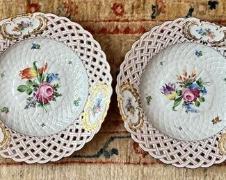Item 82:  (2) Herend Plates with Reticulated Edge - 10":  $195/Pair 