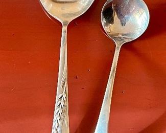 Item 34:  Reed & Barton "Silver Wheat" Berry Spoon (left):  $95                                                                                               Item 35:  Sterling Silver Sauce Ladle (right):  $35            