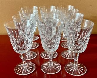 Item 86:  (12) Waterford Wine Glasses - 7":  $250/Set