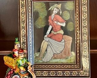 Item 93:  Framed Indian Goddess & Elephant: $38