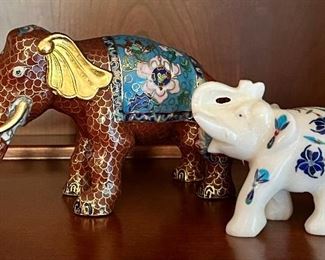 Item 97:  (2) Decorative Elephants:  $38                                                                        Tallest - 3.75"