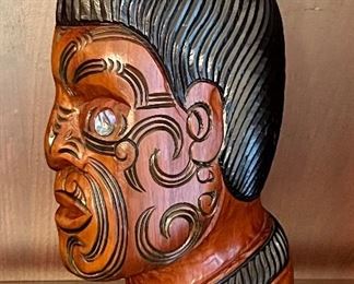 Item 99:  Hand Carved New Zealand "Warrior Profile" Mask - 9.5": $75