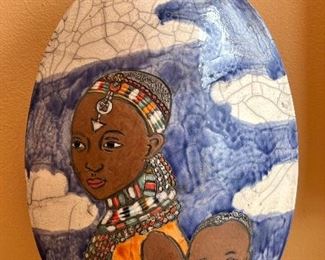 Item 103:  African Vase (women & baby) - 12.25": $145