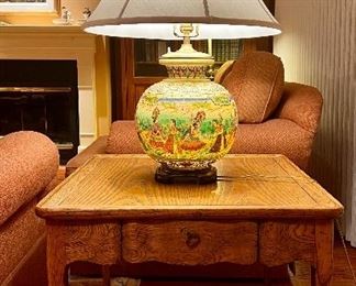 Item 142:  Milling Road Furniture by Baker Side Table - 26"l x 26"w x 22.5"h:  $265