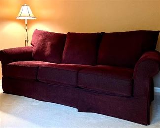 Item 160:  Burgundy Pull Out Sofa - 88"l x 24"w x 29.5"h:  $475