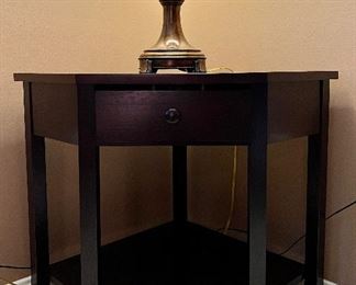 Corner table priced at the sale as there are some condition issues.